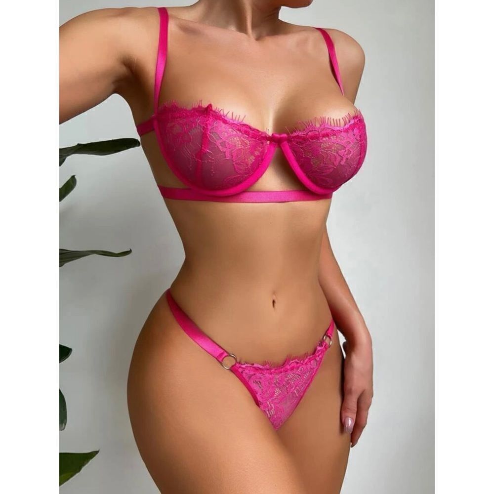 Sexy Sheer Floral Lace Lingerie Set - Picture 1 of 10